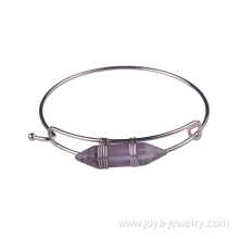 Hexagon Prism Amethyst Natural Gems Bracelet Bangle